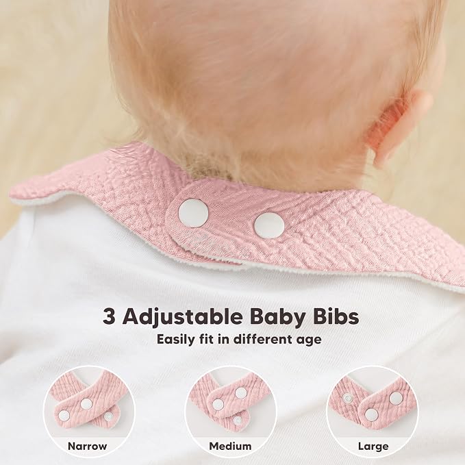 Bearmoss Muslin Baby Bibs for Drooling & Teething Cotton Drool Bib 6 Pack | - Image 5
