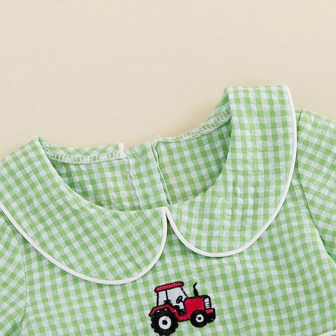 Baby Boy Girl Bubble Romper Short Sleeve Collar Summer Bodysuit - Image 5