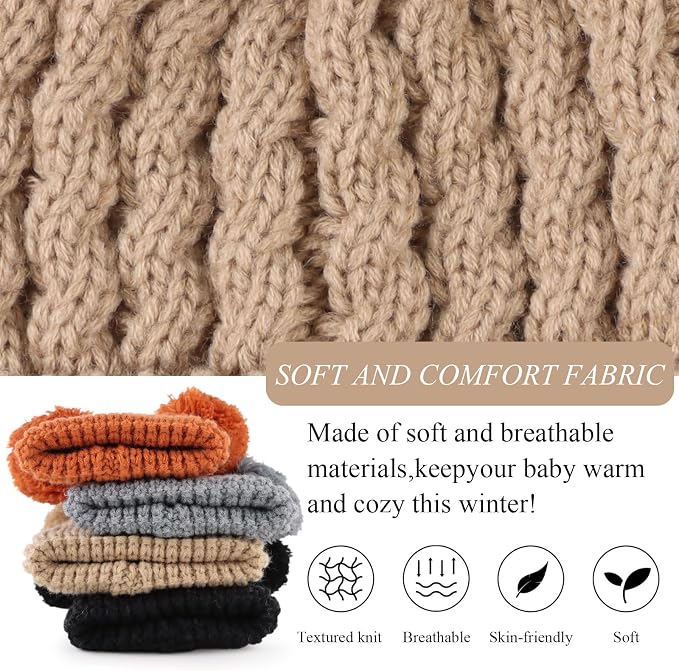 Yuoahcn Baby Girl Beanie Winter Baby Boy Hat Pom pom Warm Infant Toddler Cold - Image 3
