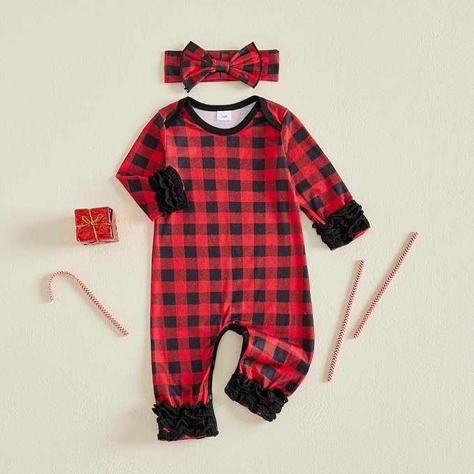 Newborn Baby Girl Clothes Jumpsuit Ruffle Romper Bodysuit Pants Headband - Image 5