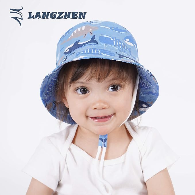LANGZHEN Sun Protection Hat for Kids Toddler Boys Girls Wide Brim Summer - Image 2