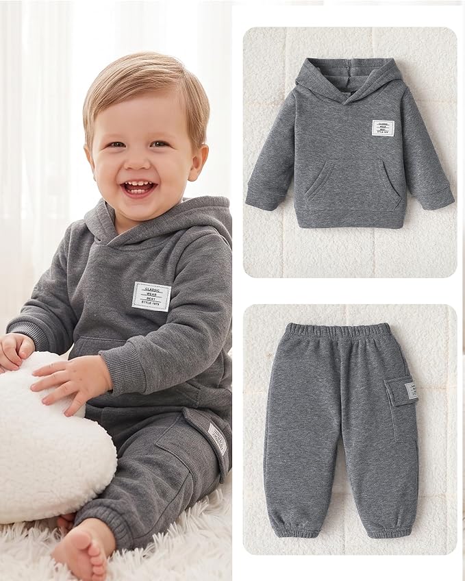 Toddler Baby Boy Clothes Long Sleeve Hoodie Sweatshirt Solid Sweatsuit Jogger - Image 5