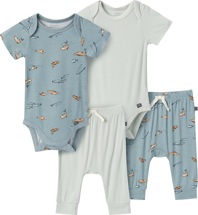 Modern Moments by Gerber Baby Viscose 4-Pack Bodysuit & Pant Set by ModernMomentsbyGerber