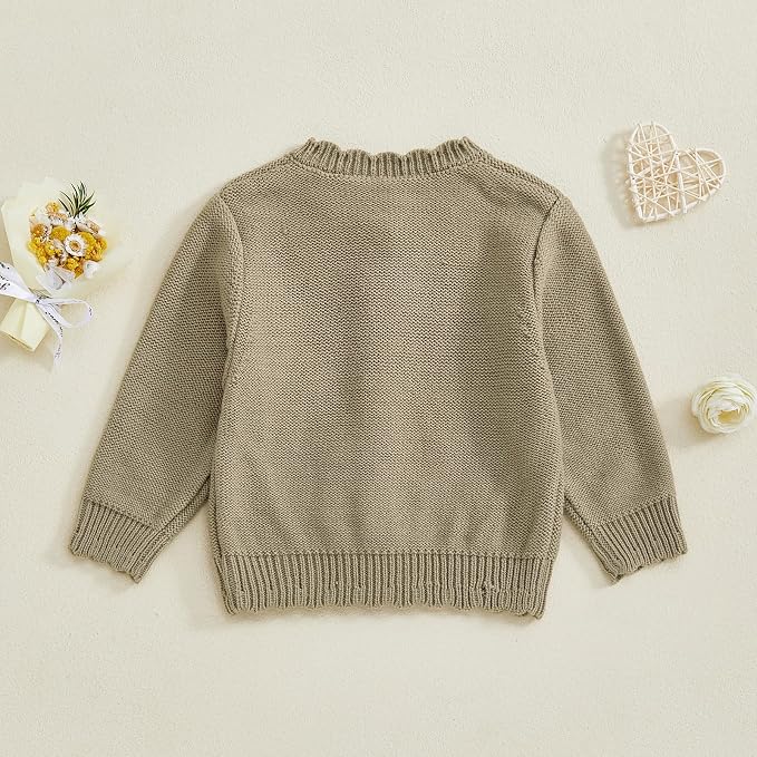 Baby Girl Cardigan Long Sleeve Button Up Sweater Toddler Girl Fall Outfits - Image 3