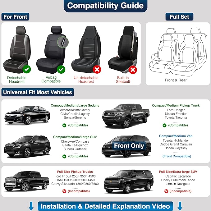 OASIS AUTO Car Seat Covers Premium Waterproof Faux Leather Cushion Universal Accessories Fit SUV Truck Sedan Automotive Vehicle Auto Interior Protector Front Pair (OS-001 Tan)