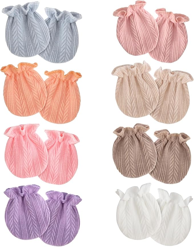 AQOKKA Newborn Baby Mittens No Scratch Cotton Elastic Wrist Gloves Infant by AQOKKA