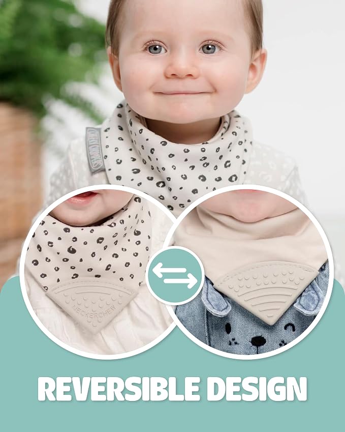 Cheeky Chompers Neckerchew Teething Bib, 2-in-1 Bandana Style Bib w/Food Grade - Image 3