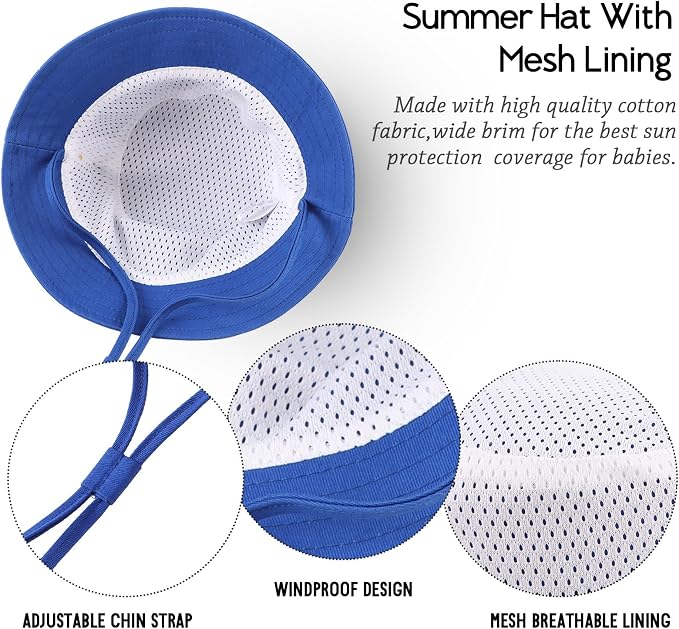 JANGANNSA Cotton Baby Sun Hat Infant Toddler Boys Girls Bucket Hats Summer Sun - Image 5