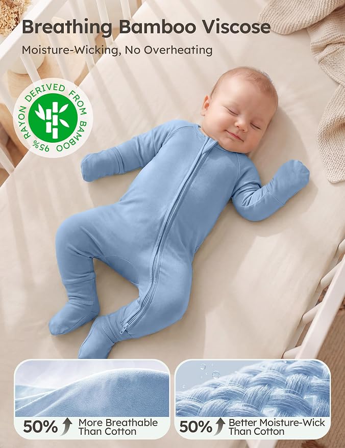 Yoofoss Viscose From Bamboo Baby Pajamas Footless & Footed baby Sleepers - Image 2
