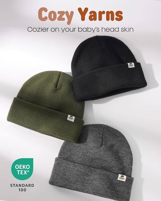 FURTALK Baby Beanie Knit Winter Hats 3 Pack - Image 2