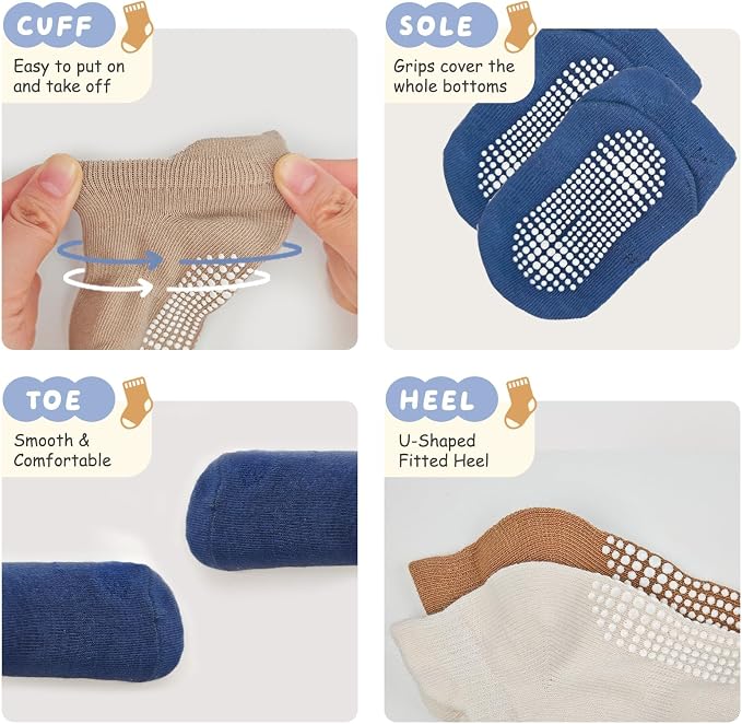 Non-slip Toddler Ankle Cotton Grip Socks Unisex 6M-5T - Image 5