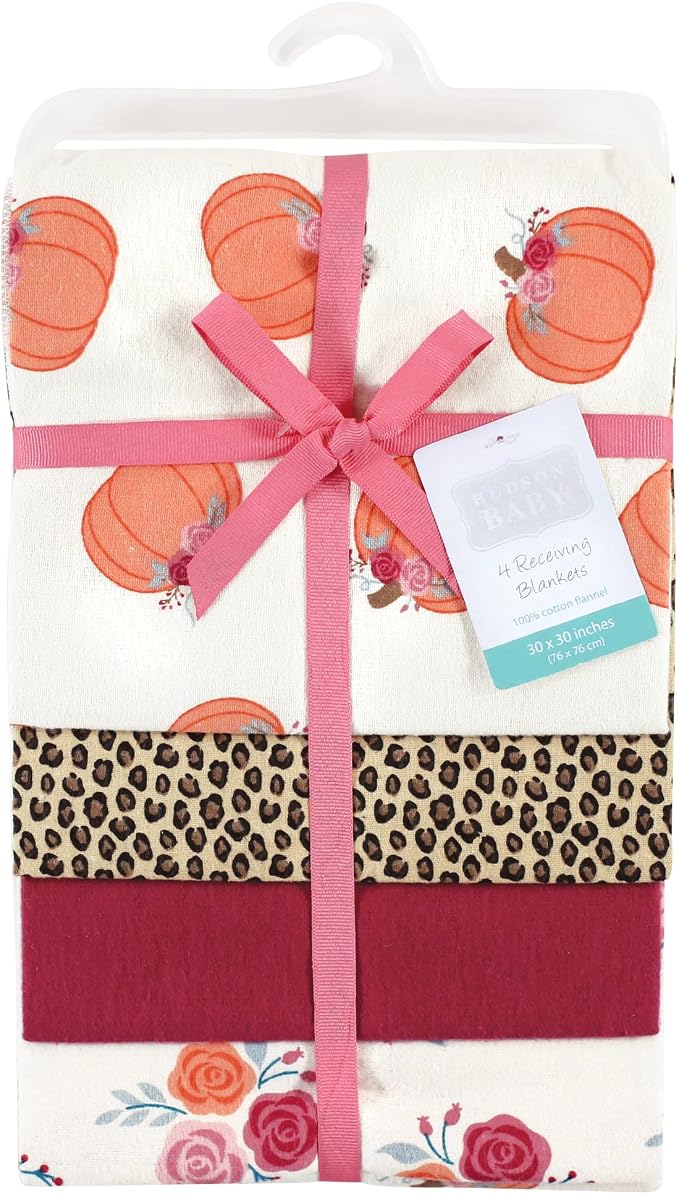 Hudson Baby Unisex Baby Cotton Flannel Receiving Blankets, Cutest Pumpkin - Image 2