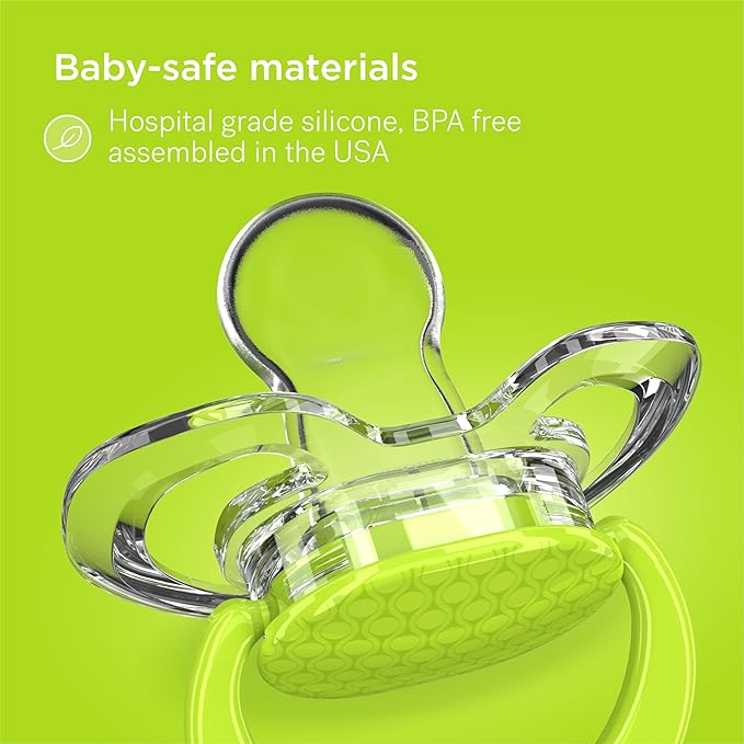 Smilo Baby Pacifier with Orthodontic Design for Healthy Dental Development - Stage 1 for Babies 0-3 Months - Pack of 3X 100% Silicone Newborn Pacifiers BPA Free - Orange