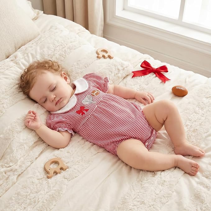 Baby Boy Girl Bubble Romper Short Sleeve Collar Summer Bodysuit - Image 2