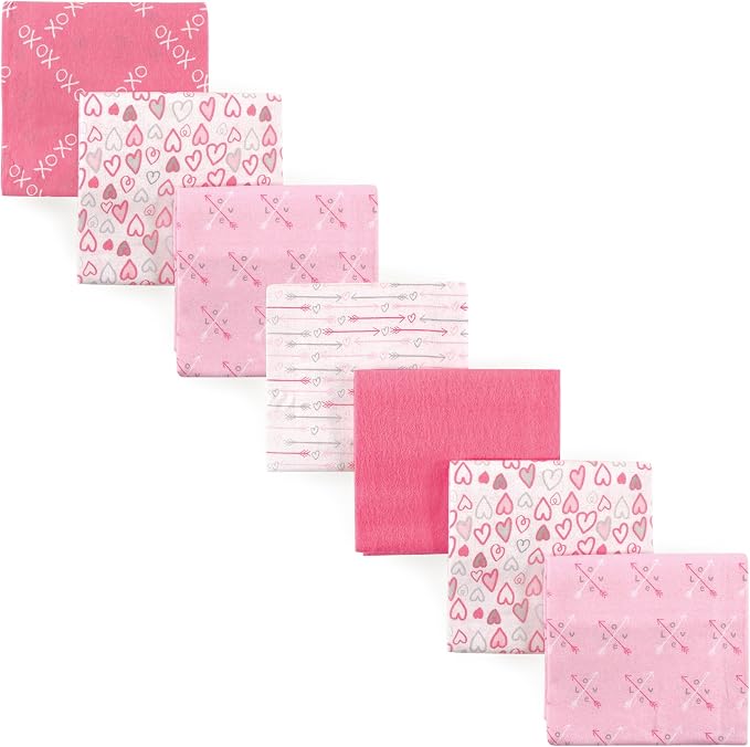 Luvable Friends Unisex Baby Cotton Flannel Receiving Blankets, Love 7-Pack - Image 2
