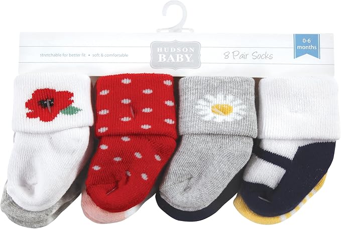 Hudson Baby Baby 8-pack Cotton Rich Newborn and Terry Socks - Image 2