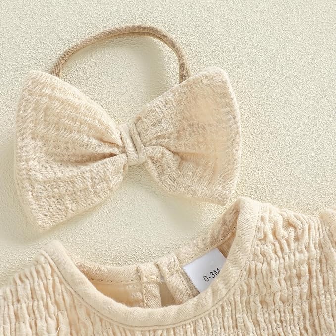 Kavousa Newborn Baby Girl Clothes Summer Bubble Romper Headband Outfit - Image 4