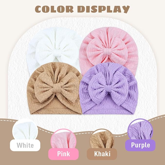 Cinaci 4 Pieces Baby Girls Turban Hats - Image 4