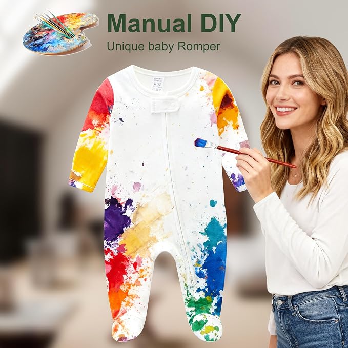 Hikido Baby Romper 100% Organic Cotton Pajamas One Piece Long Sleeve Zipper - Image 5