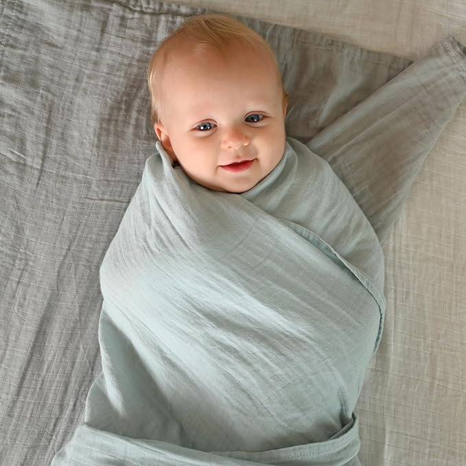 POMISO Muslin Swaddle Blankets for Boys & Girls, Newborn Receiving Blankets - Image 4