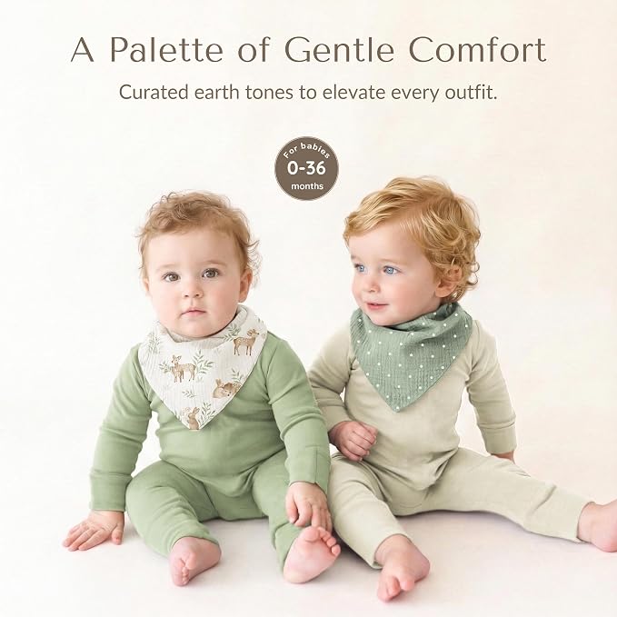 Konssy 10 Pack Baby Muslin Bandana Bibs - Image 2