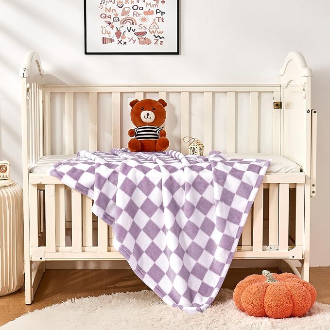 Yurhap Checkered Baby Blanket Fleece Baby Blankets - Image 6