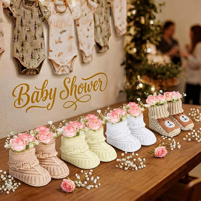 Glitopper 4 Set Baby Shower Table Decorations Booties Bulk - Image 6