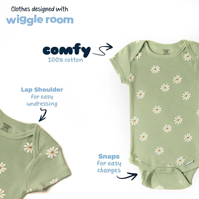 Gerber Baby Girls' 8-pack Short Sleeve Onesies Bodysuits - Image 5