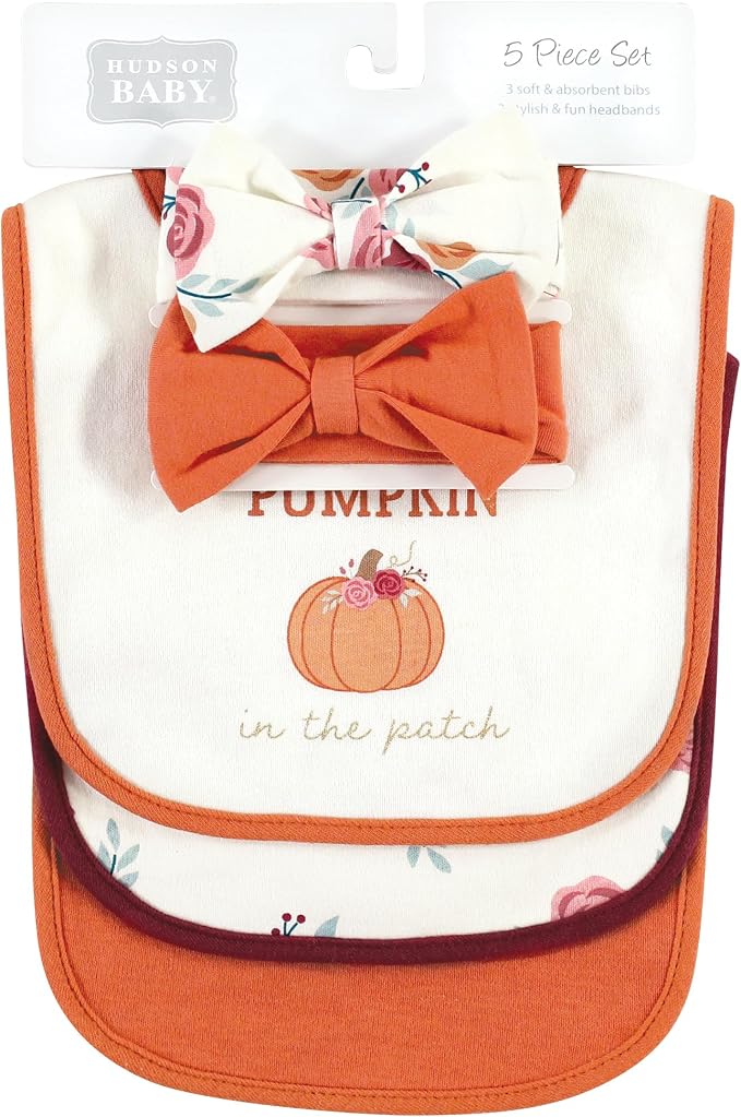 Hudson Baby Unisex Baby Cotton Bib and Headband Set - Image 2
