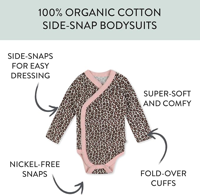 HonestBaby Baby 3-pack Long Sleeve Side-snap Kimono Bodysuits Organic Cotton - Image 2