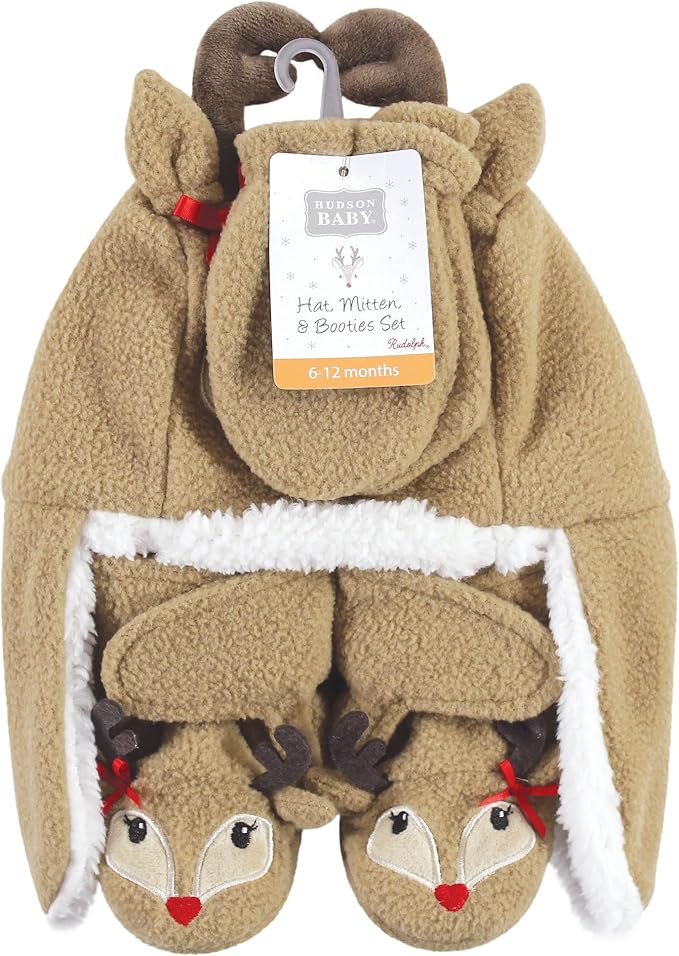 Hudson Baby Baby Hudson Baby Unisex Baby Trapper Hat, Mitten and Bootie Set - Image 2