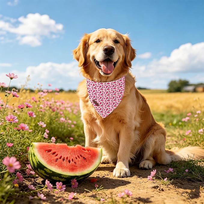 Lionet Paws Summer Dog Bandana Washable Cotton Pink Handkerchief Scarf Triangle - Image 5