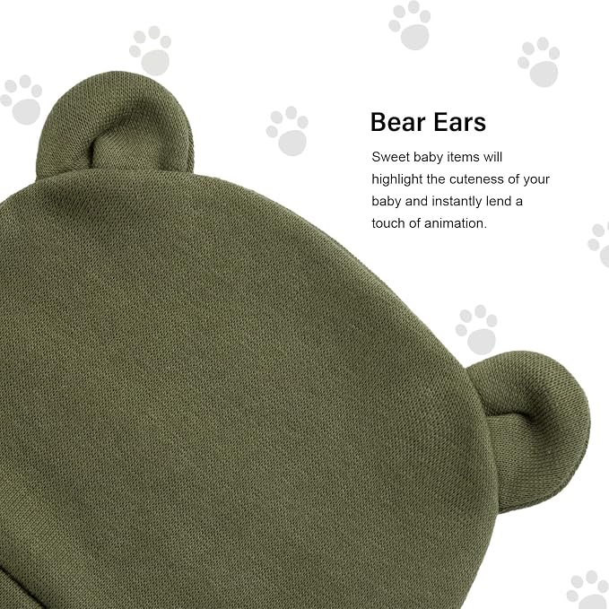 Newborn Baby Hat and Mittens Set Bear Ears Toddler Infant Beanie Caps Newborn - Image 5