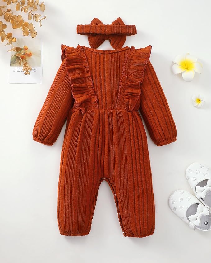 Mioglrie Newborn Baby Girl Clothes 1 Piece Infant Fall Winter Romper Outfit | - Image 3