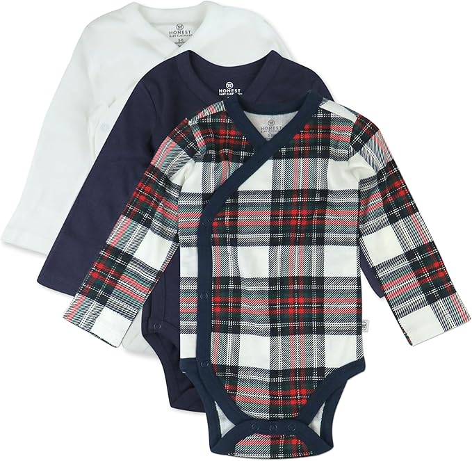HonestBaby Baby 3-pack Long Sleeve Side-snap Kimono Bodysuits Organic Cotton by HonestBaby