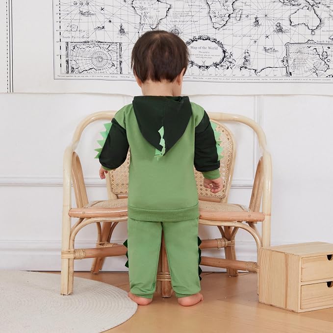Infant Baby Boy Fall Winter Clothes Outfit Hooded Long Sweatshirt Pant Set - Image 4