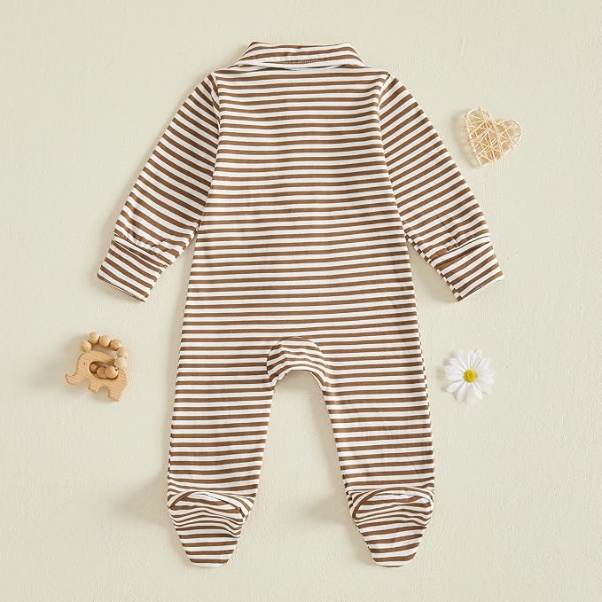 Seyurigaoka Newborn Baby Boy Girl Romper Long Sleeve Zipper Jumpsuit - Image 7