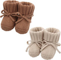 LifeTree Baby Knit Booties-2 Pairs, Cozy Cotton Handmade Crochet Baby Shoes by LifeTree