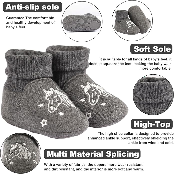 Newborn Infant Baby Cotton Booties Non-Slip Sole - Image 5