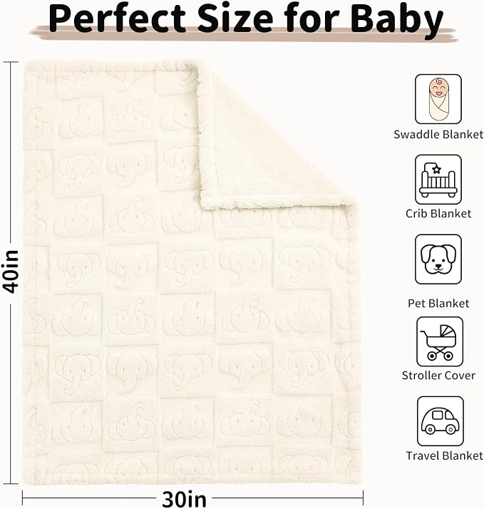 Pro Goleem Elephant Baby Blanket, Baby Fleece Blanket - Image 6
