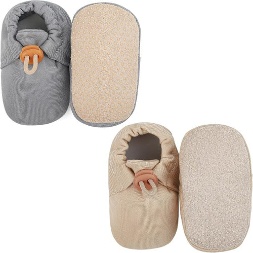 2 Pack Newborn Shoes Soft Sole Baby Sock Booties Drawstring Infant Boys Girls by DUONITITI
