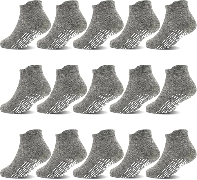 GRPSKCOS Non Slip Toddler Socks 15 Pairs Toddler Grip Anti Skid Low Cut Socks by GRPSKCOS