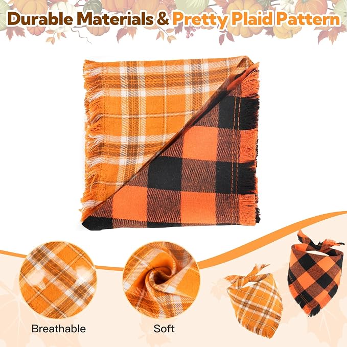 Kytely Fall Dog Bandana 2 Pack, Halloween Thanksgiving Dog Bandanas - Image 3