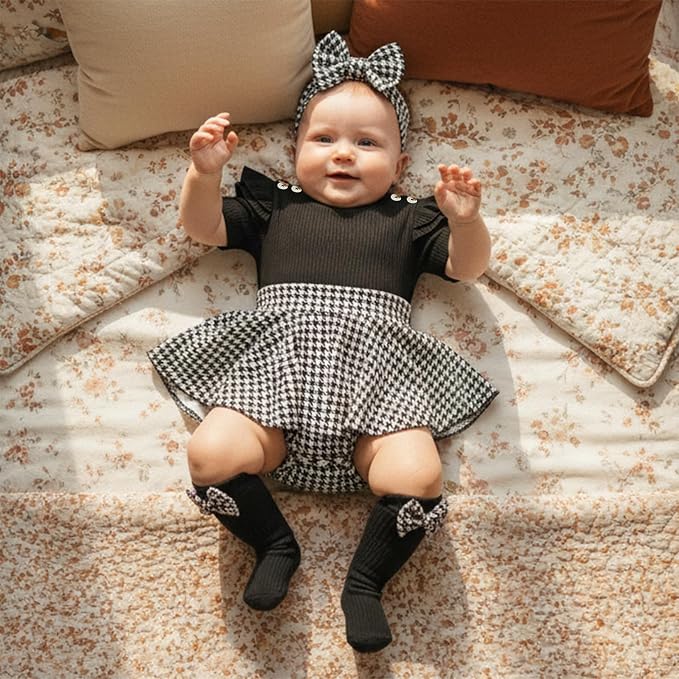 Giraropa Newborn Baby Girl Clothes Smocked Bubble Romper Dress + Socks + - Image 5