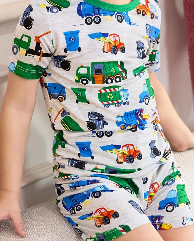 babee Reshinee Bamboo Viscose Toddler Boys Pajamas Set, Short Sleeve Kids - Image 8