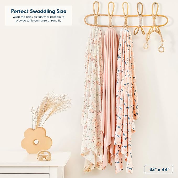 3-Pack Ultra Soft Stretchy Jersey Knit Baby Swaddle Blankets, 33x44 | Snug - Image 2