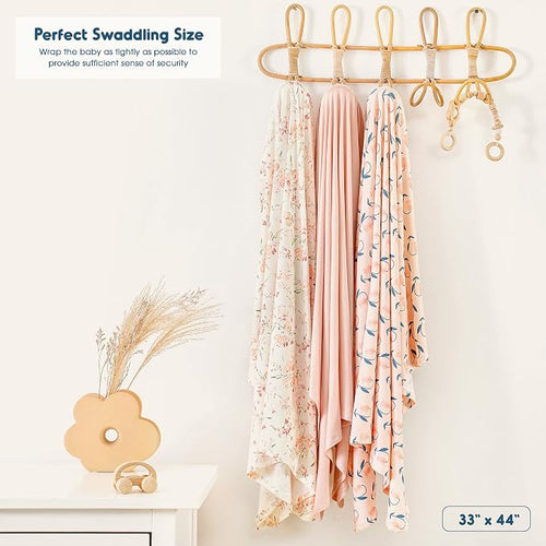 3-Pack Ultra Soft Stretchy Jersey Knit Baby Swaddle Blankets, 33x44 | Snug - Image 2