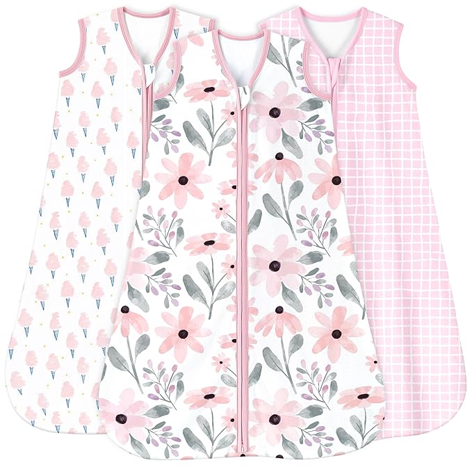Yoofoss Baby Sleep Sack 0-6 Months 0.5 Tog Wearable Blanket for Baby, 3 Pack 100% Organic Cotton Infant Toddler Sleeping Sack 2-Way Zipper Lightweight Sleep Sack