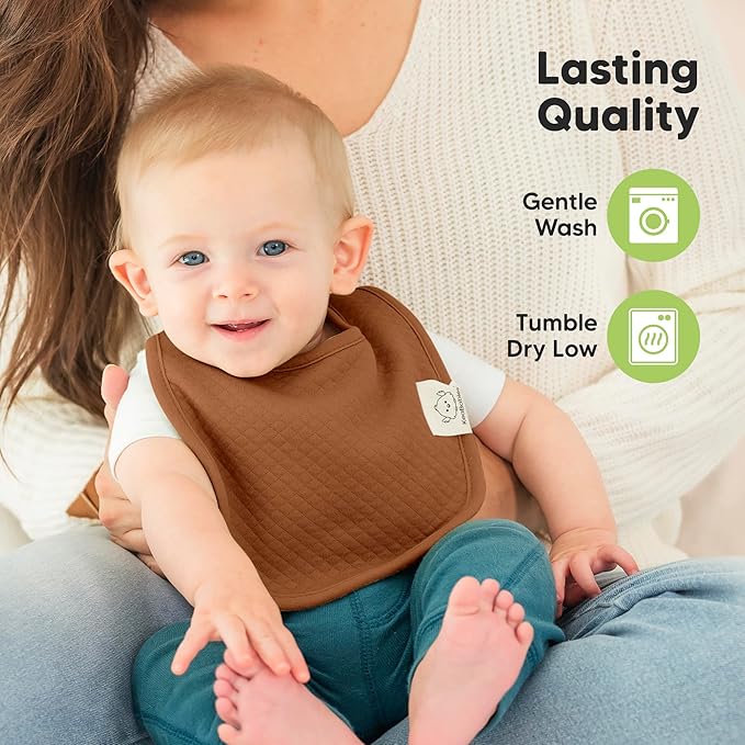 KeaBabies 8-Pack Organic Baby Bibs for Girls, Boys - Quilted Cotton Cloth Baby Drool Bibs for Drooling and Teething Toddler, Newborn, Infant, Soft & Super Absorbent (Sahara)