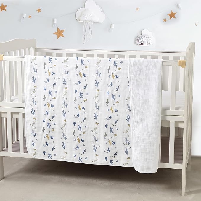 CREVENT 40''X40'' 100% Organic Cotton Muslin Baby Blanket - Image 2